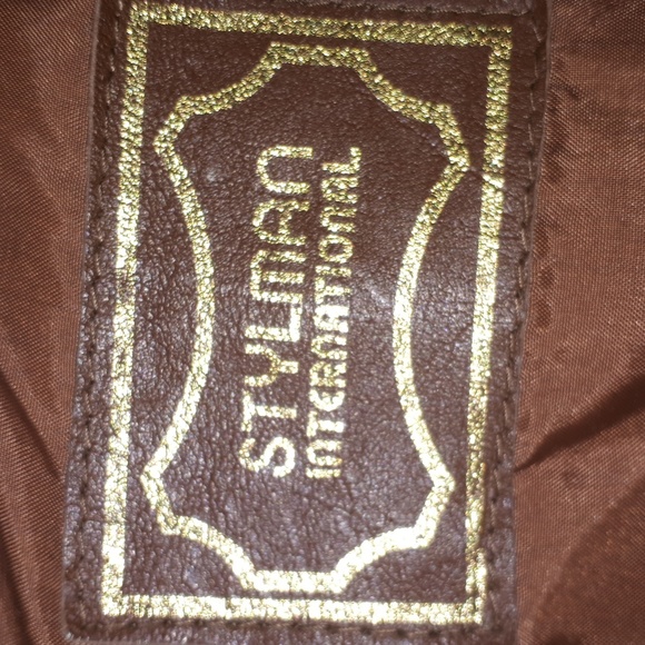 Vintage ladies leather jacket brown with orange piping sz xs - Picture 6 of 7